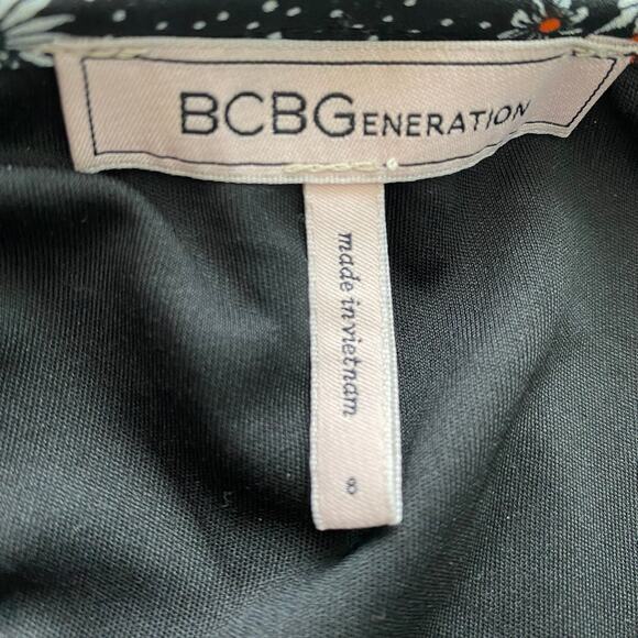 BCBGeneration Puff Sleeve Boho Floral Dress 8 Blue Orange Cottagecore Ruffle Hem - Picture 10 of 13